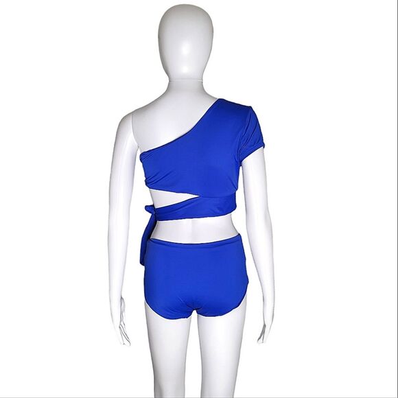 Frankies Bikinis Puck One Shoulder Blue Bikini Set Medium - Picture 6 of 8